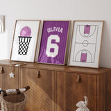 Basketball Girl Purple  - Set of 3 Posters