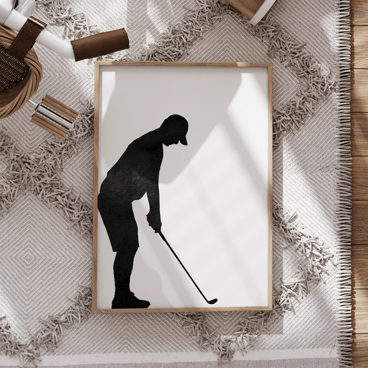 Golf Ready Position Silhouette Print – Classic Sports Decor for Kids' Rooms