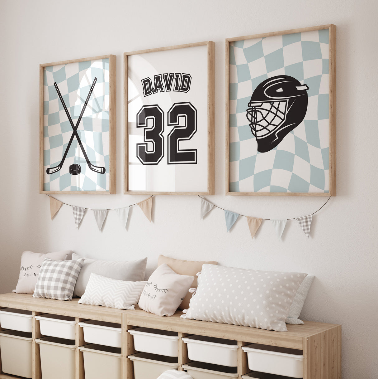 Hockey Ice Blue - Set of 3 Posters