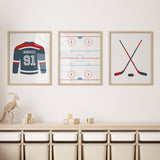 Hockey Room Decor – Custom Name & Number Jersey Print Set - threeowlsnook