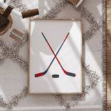 Hockey Faded Navy And Red - Set of 3 Posters