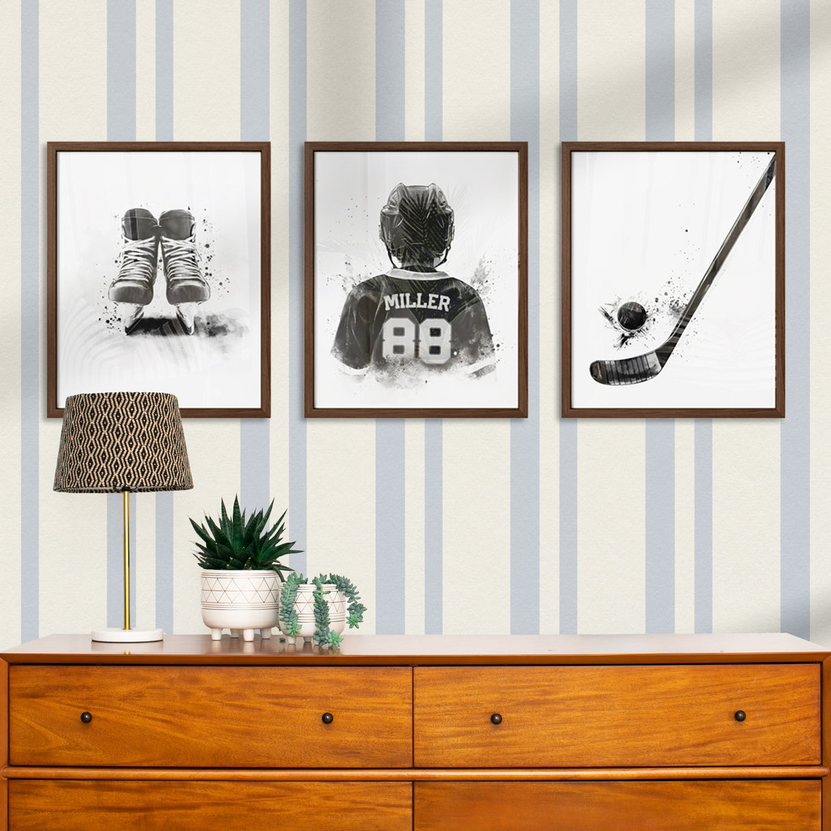 Monochrome Hockey Wall Art Set