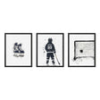 Hockey Wall Art Set – Custom Jersey, Skates & Goal Print - threeowlsnook