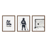 Hockey Wall Art Set – Custom Jersey, Skates & Goal Print - threeowlsnook