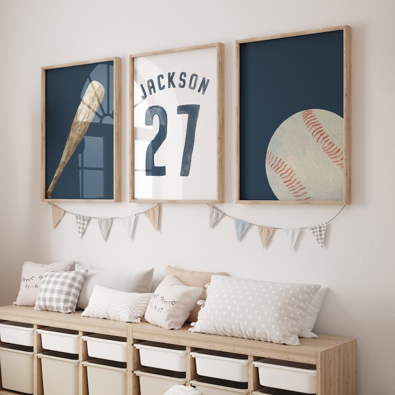 Baseball Watercolor - Set of 3 Posters