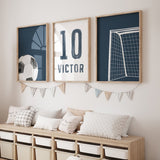 Soccer Faded Navy Watercolor - Set of 3 Posters