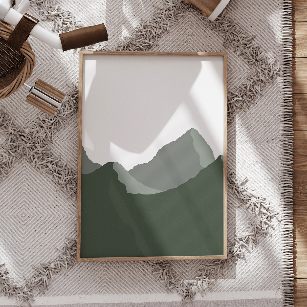 Green Mountain Landscape Wall Art – Minimalist Nature Decor