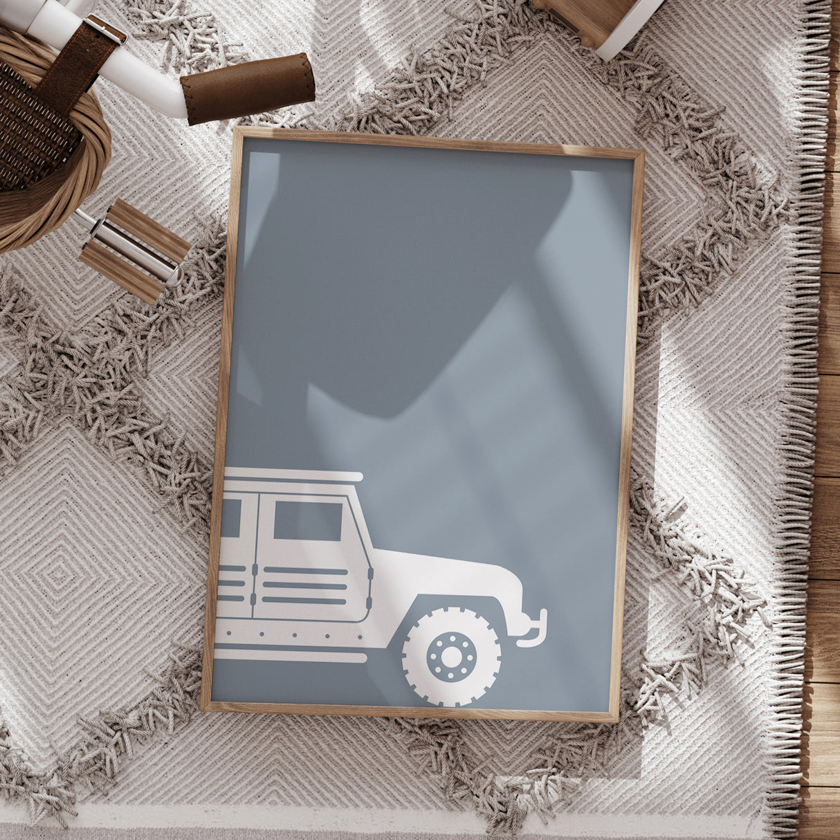 Army Vehicle Wall Art – Minimalist Off-Road Print for Kids