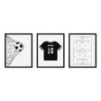 Minimalist Soccer Wall Art Set – Custom Jersey, Goal & Strategy Prints - threeowlsnook