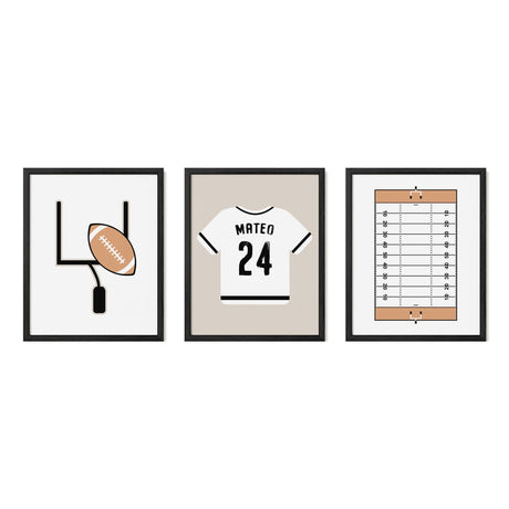 Modern Football Wall Art – Custom Jersey, Goal Post & Field Prints - threeowlsnook