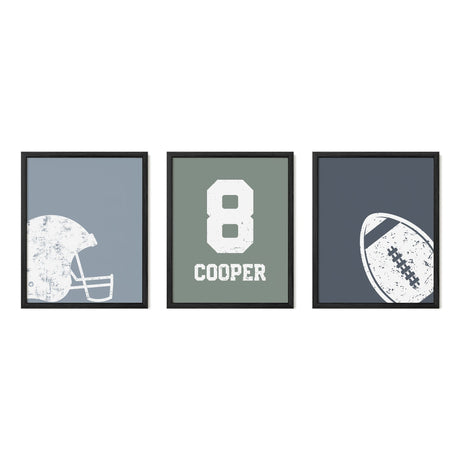 Modern Football Wall Art – Custom Jersey, Helmet & Ball Prints - threeowlsnook