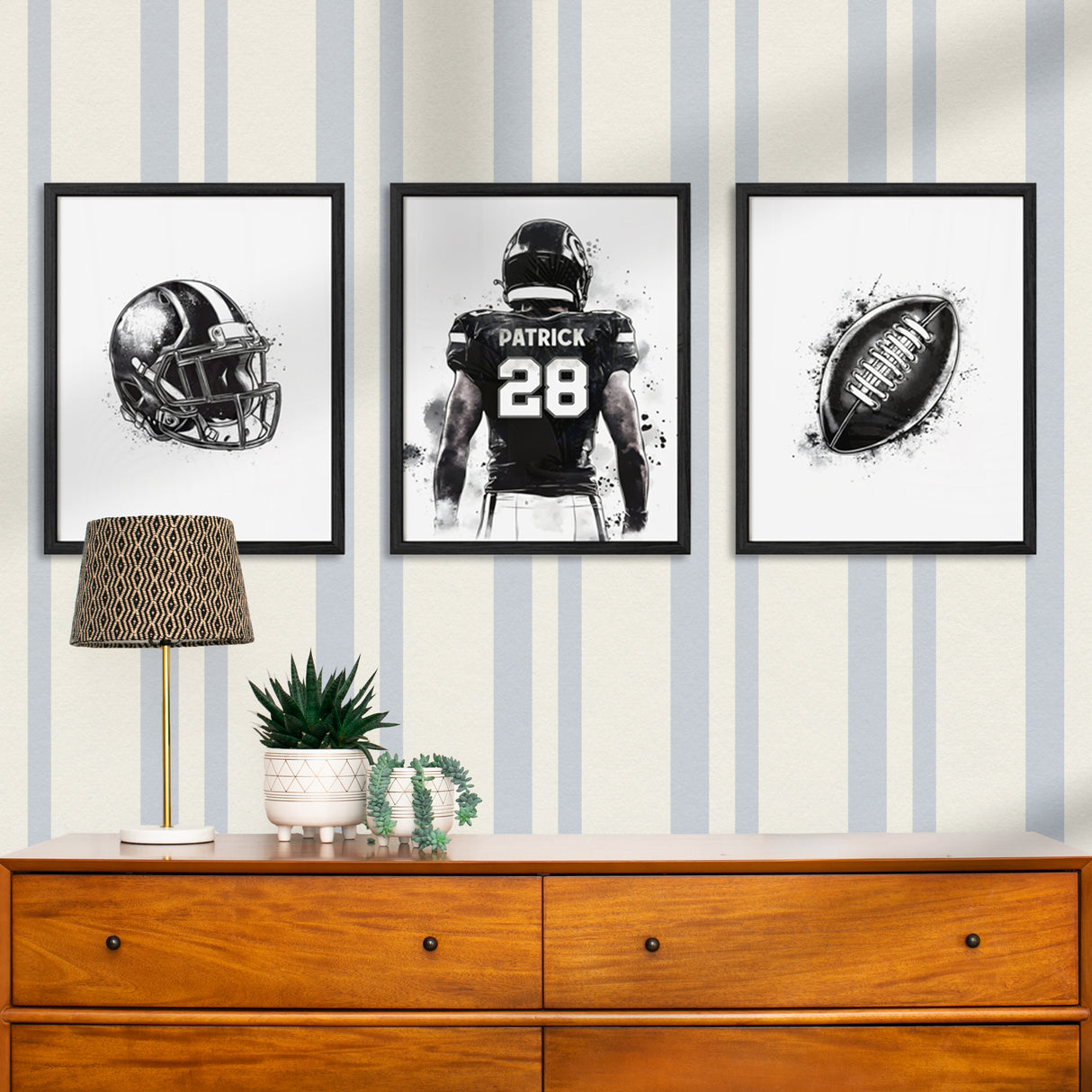 Monochrome Football Wall Art Set
