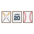 Nursery Baseball Wall Art – Custom Jersey, Bats & Stitching Prints - threeowlsnook