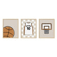 Nursery Basketball Wall Art Set – Custom Jersey, Ball & Hoop Prints - threeowlsnook