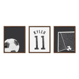 Personalized Watercolor Soccer Prints – Custom Name & Number Wall Art for Kids’ Rooms - Faded Black - threeowlsnook