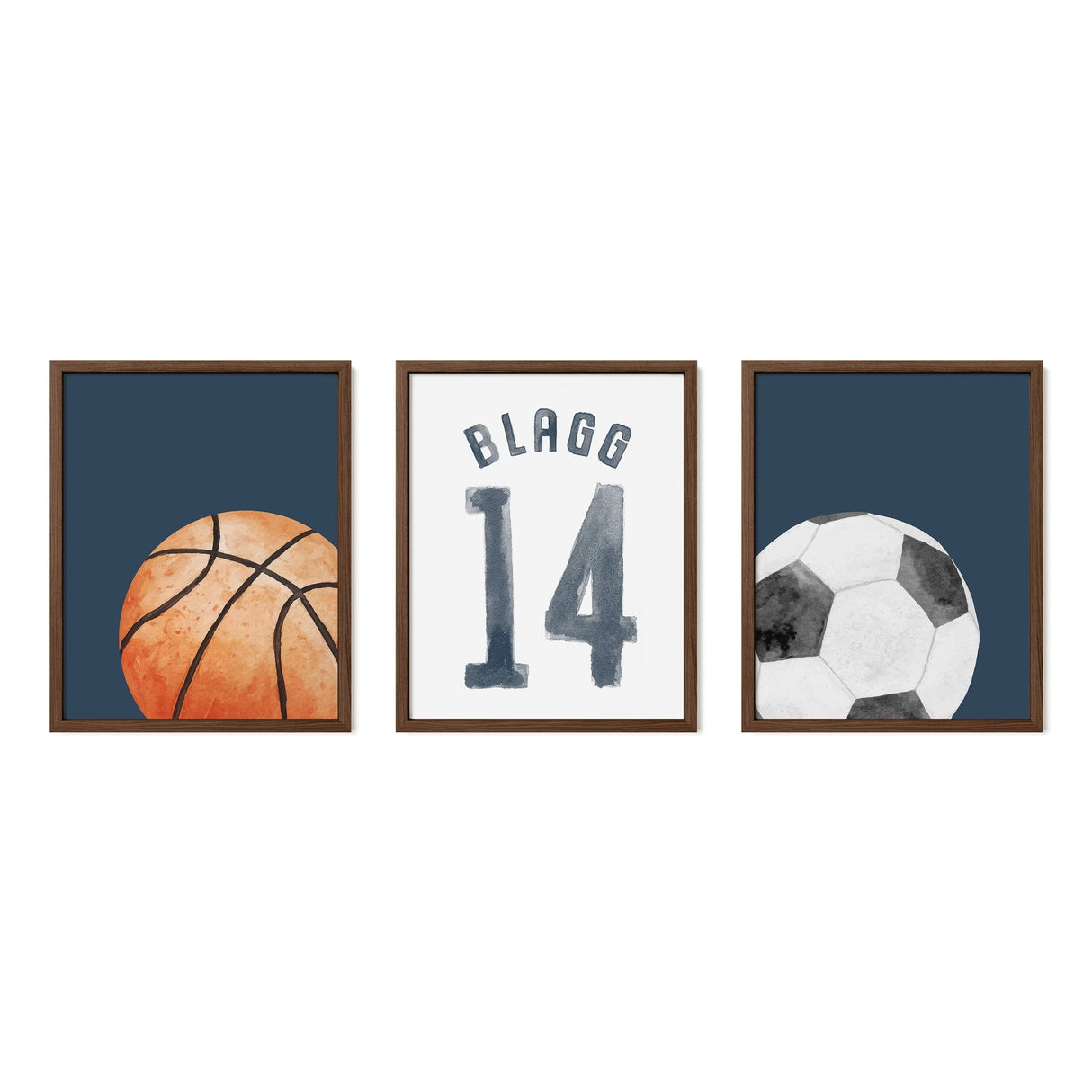 Personalized Watercolor Sports Wall Art Set – Soccer & Basketball Prints - threeowlsnook