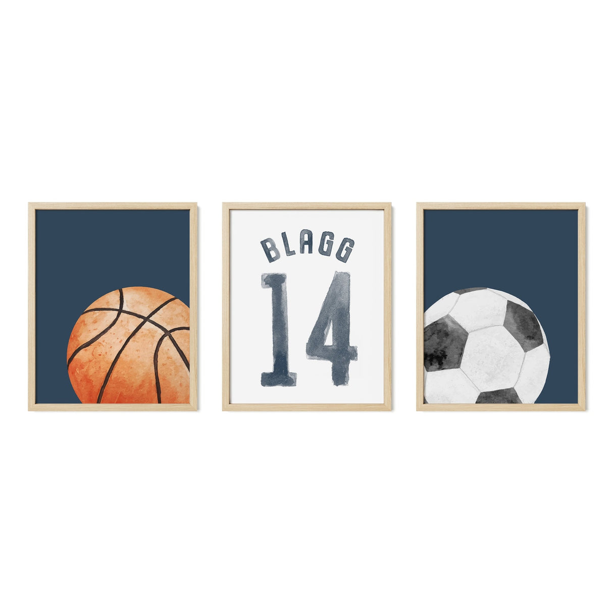 Personalized Watercolor Sports Wall Art Set – Soccer & Basketball Prints - threeowlsnook