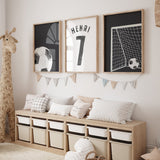 Soccer Black Watercolor - Set of 3 Posters