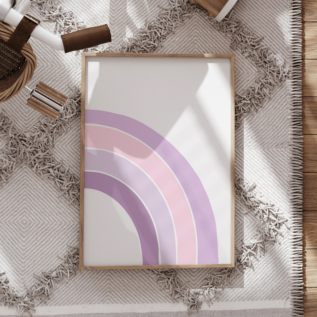 Minimalist Pastel Rainbow Wall Art – Lavender and Pink Tones