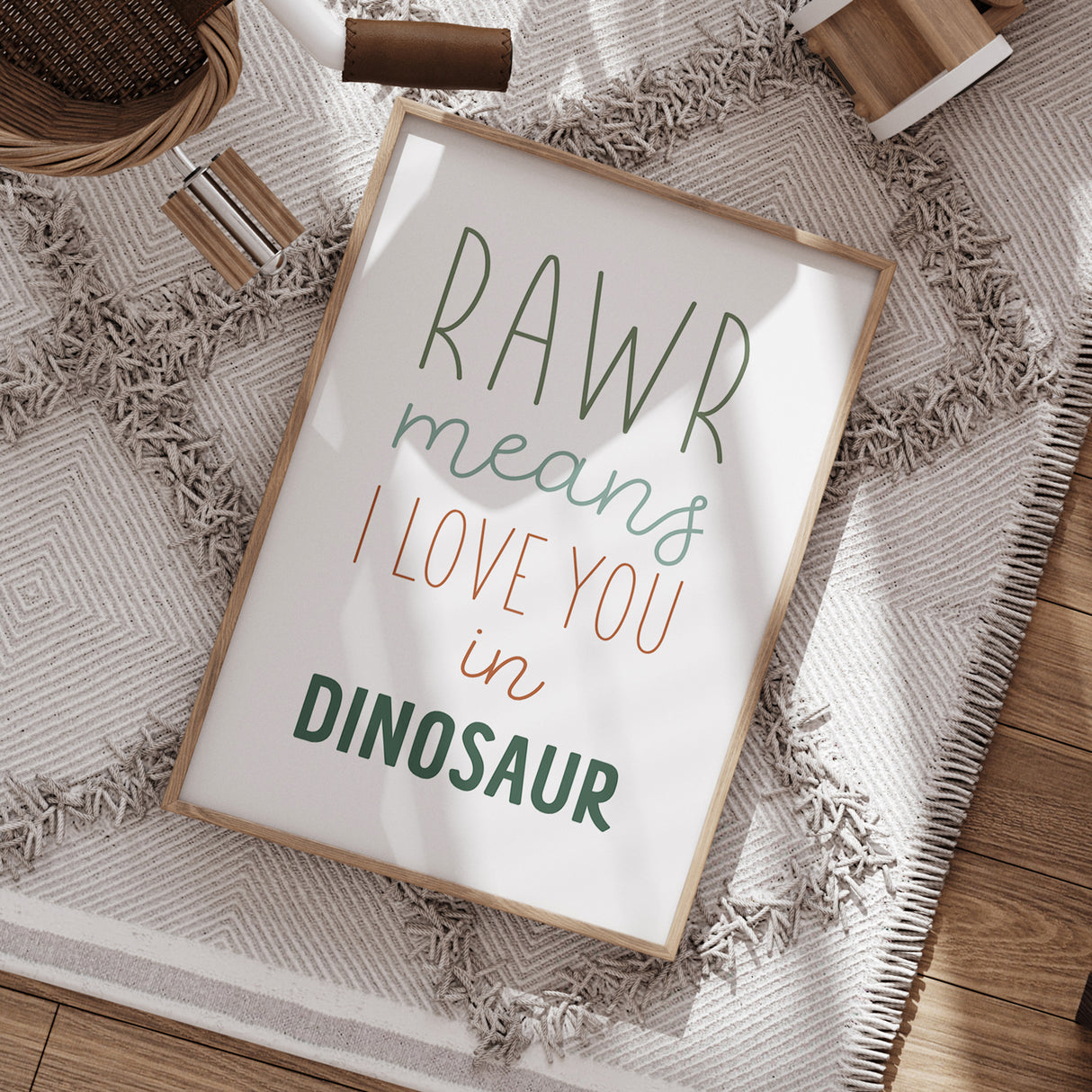 RAWR Means I Love You Dinosaur Wall Art for Kids' Room