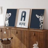 Baby Lion & Giraffe - Set of 3 Posters