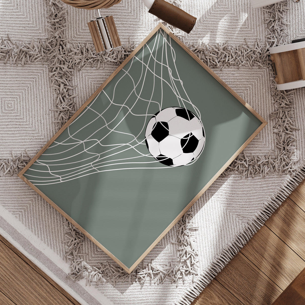 Soccer Goal Nursery Wall Art – Muted Green Sports Decor