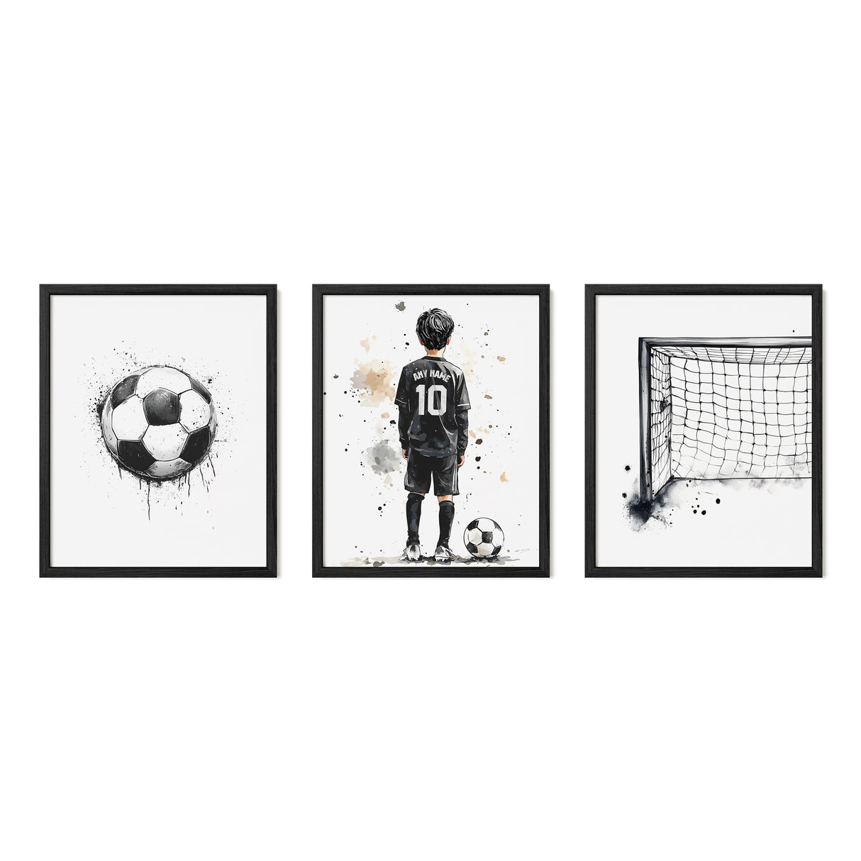 Personalized Watercolor Soccer Wall Art Set