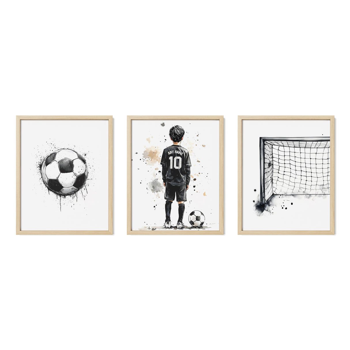 Personalized Watercolor Soccer Wall Art Set