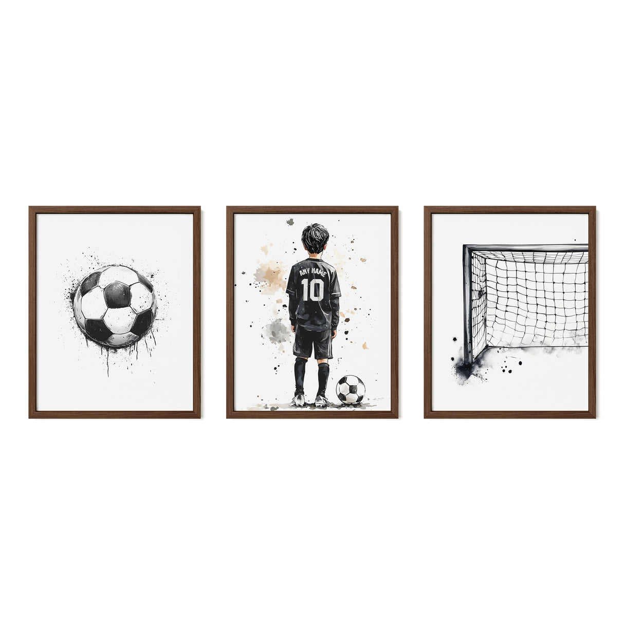 Personalized Watercolor Soccer Wall Art Set