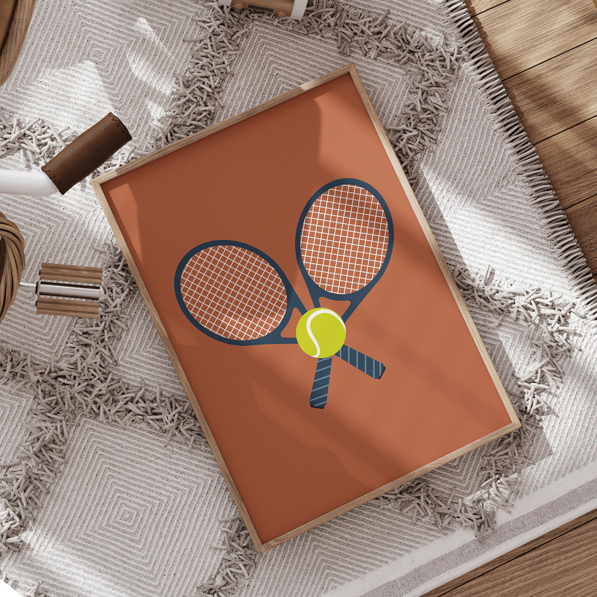 Tennis Rackets and Ball Wall Art – Sports Decor for Kids