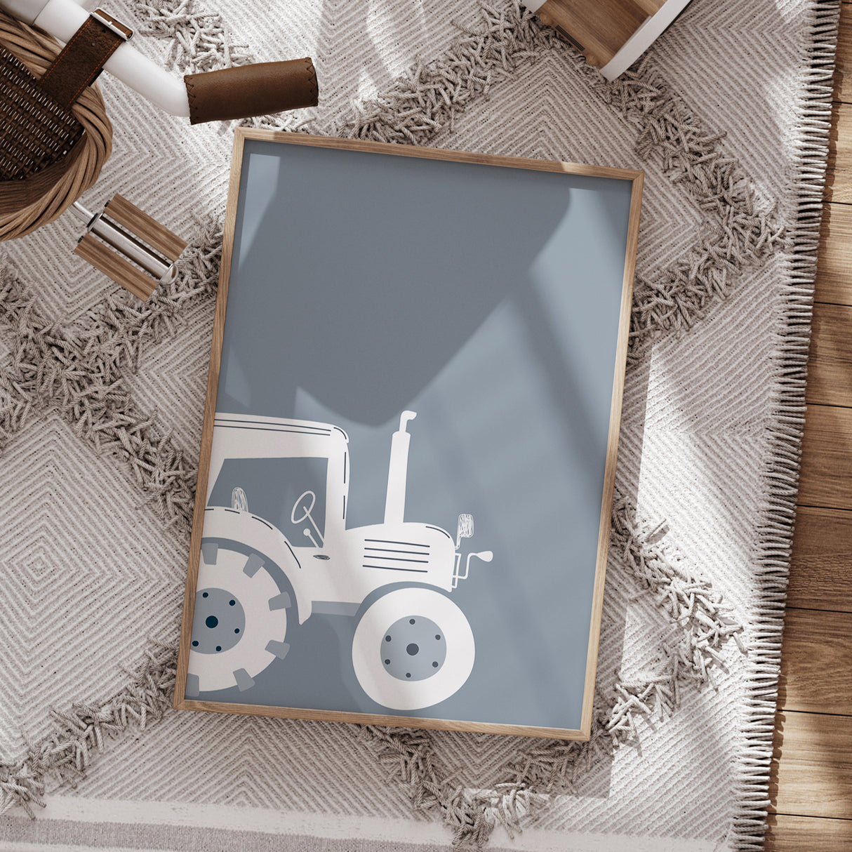 Minimalist Tractor Wall Art – Kids' Room Decor