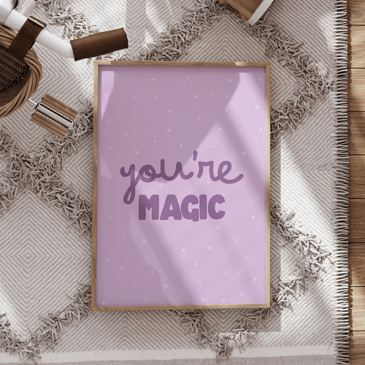 "You're Magic" Lavender Wall Art with Starry Background